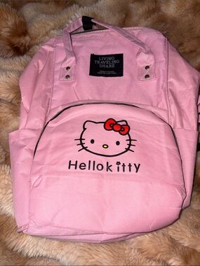 NWT Pink Hello Kitty TRAVEL  Backpack with Front Pocket